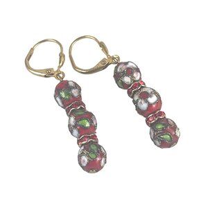 Handcrafted Cloisonné Enamel Dangle Earrings With Leverback Closure